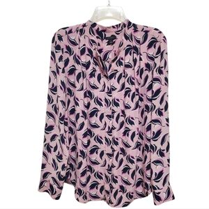 Ann Taylor Blouse Floral Abstract Pretty in Pink